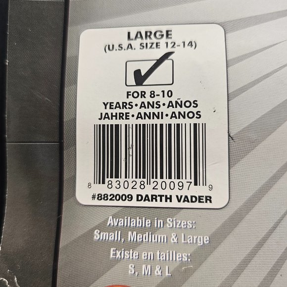 New Kid Child Star Wars Darth Vader Black Costume Mask Large 12 -14 Rubies 8-10 - Picture 6 of 14